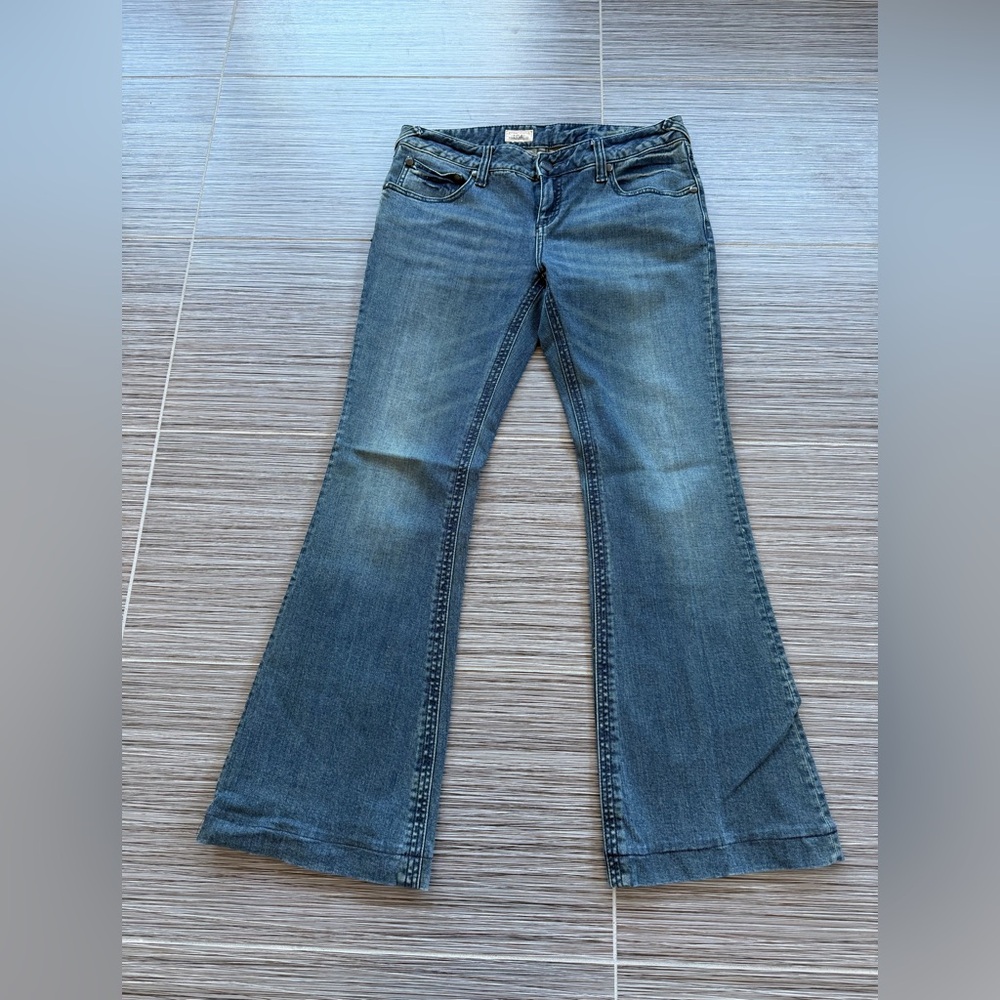 Free People Blue Flare Wide-Leg Jeans